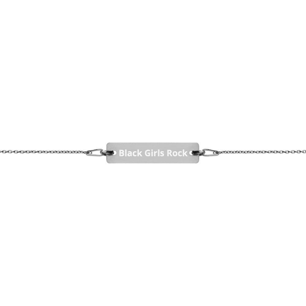 Engraved Silver Bar Chain Bracelet